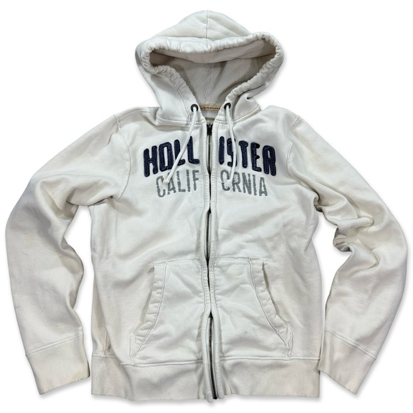 Hollister Other - Hollister Men's White Zip-Up Hoodie - California Logo